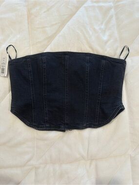 Aritzia Black Denim Corset Crop Top